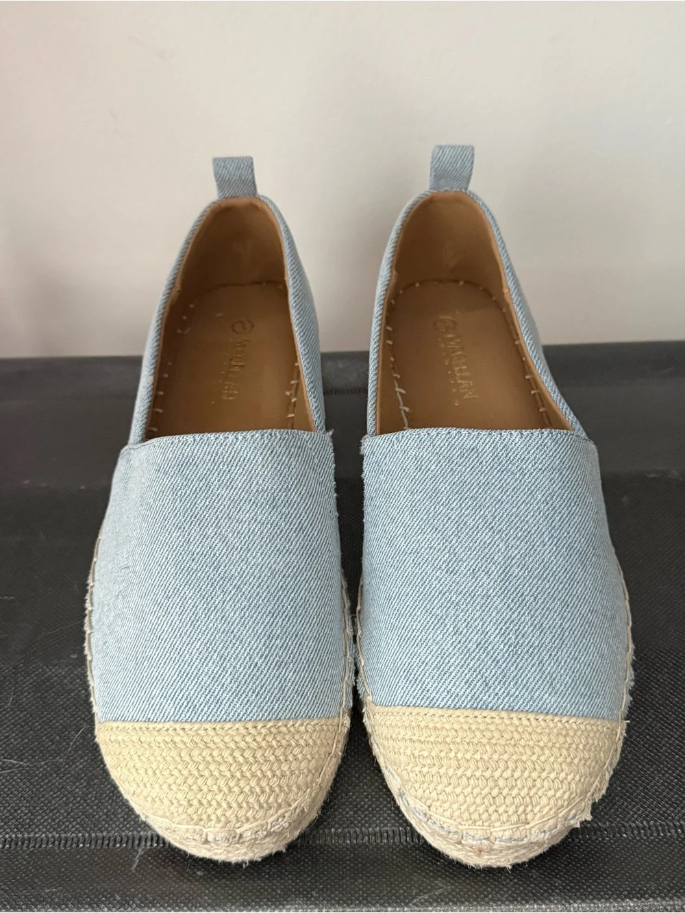Magellan Outdoors Light Blue Espadrille Slip-Ons with Cream Toe